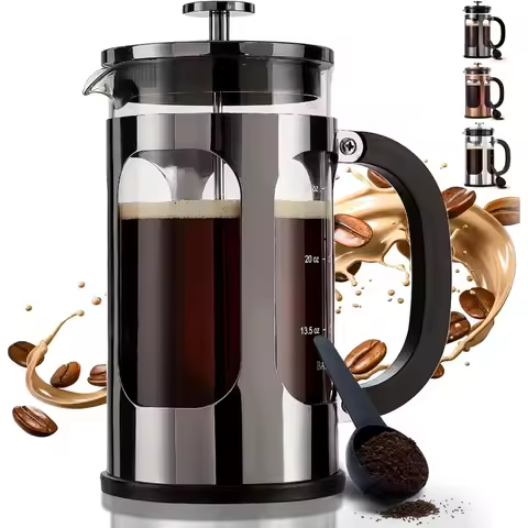 BAYKA French Press Coffee Maker, Large 304 Stainless Steel Coffee Press, Cold Brew Heat Resistant Th