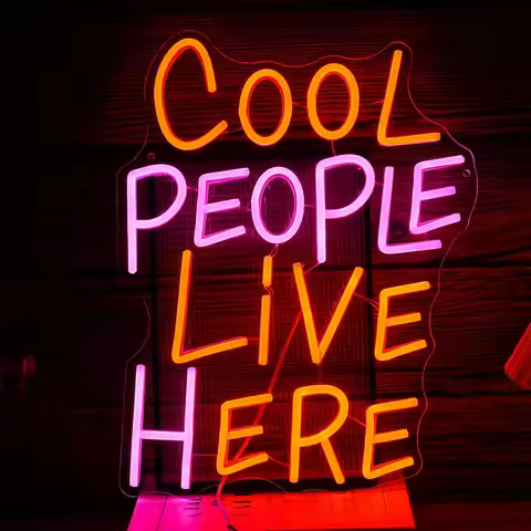 Cool People Live Here LED Neon Sign USB Orange Pink Neon Lamp Bedroom Apartment Bar Dorm Studio Aest