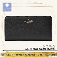 [SG SELLER] Kate Spade KS Womens Bailey Large Slim Bifold Black Leather Wallet