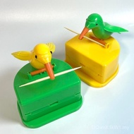 นกหัวขวานไม้จิ้มฟันตู้อัตโนมัตินกกดประเภทพลาสติกแบบพกพาตกแต่งห้องครัว 1 ชิ้นพร้อมกล่องไม้จิ้มฟันกระป