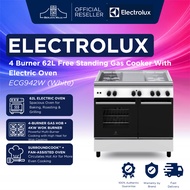 Electrolux 4 Burner 62L Free Standing Gas Cooker With Electric Oven ECG942W (White) | gas cooker sto