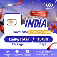 India Travel SIM - High-Speed 4G/5G Unlimited Data (7, 15 Days)