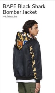 猿人 鯊魚 Bape Jacket A Bathing Ape Dev-Ops-Proper Uniform   /   Aape Shark MA-1 hooded bomber jacket (S
