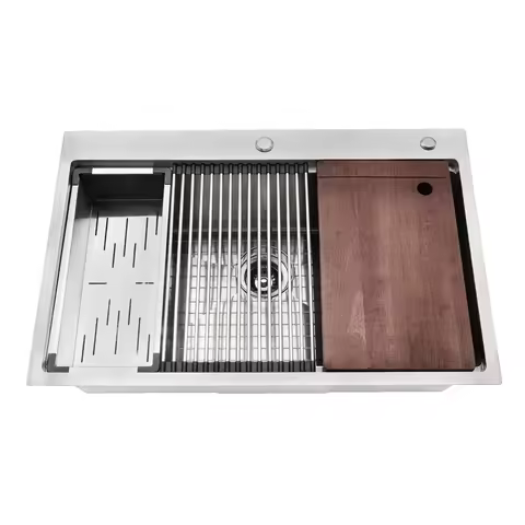Kitchen Sink 304 Stainless Steel Drop-In Sink 33 Inch Drop in Kitchen Sink Workstation for Bars Kitc