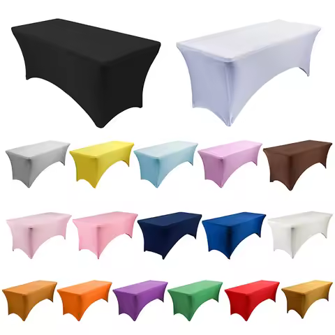 Solid Multicolor Spandex Fitted Stretch Table Cover 4ft 5ft 6ft 8ft Rectangular Table Cocktail Table