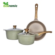 Ecoramic Blooming - Bộ Nồi Chảo Vân Đá Đáy Từ Chống Dính Cao Cấp - 2 màu lựa chọn Mint/Ivory