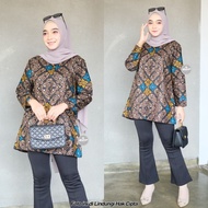Blouse Batik Kemeja Batik Wanita Lengan Panjang Blouse Kantor Formal