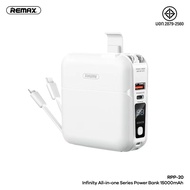 Power Bank Remax 15000mAh ใหม่!! รุ่น RPP-20 แบตสำรองชาร์จไว มีสายชาร์จในตัว เป็นที่วางโทรศัพท์มือถื