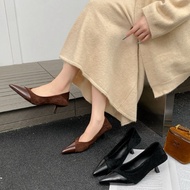 BS 7Cm High Heel Stiletto Heels Russe Sandal Black Coffee FashionWanita Synthetic & Suede KoreanWani