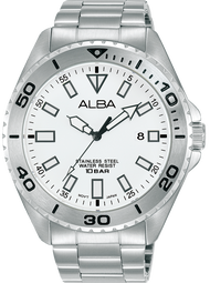 นาฬิกาข้อมือผู้ชาย ALBA Active Quartz รุ่น AS9Q39X1สีดำ AS9Q41X1สีเขียว AS9Q43X1สีน้ำเงิน AS9Q45X1สีขาว ขนาดตัวเรือน 42.6 มม.ตัวเรือน สาย Stainless steel สีเงิน