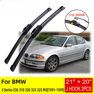 กระจกหน้ารถหน้าสำหรับ BMW 3ชุด E36 318 320 323 325 M3ใบมีดปัดน้ำฝนด้านหน้าแปรงใบมีดอะไหล่ U J Hook