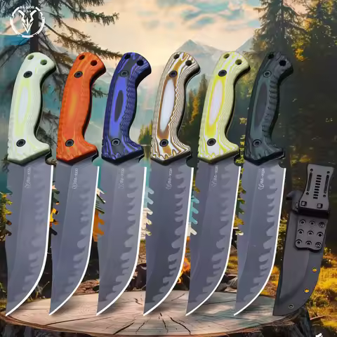 BA-KOR USA 9cr18mov steel 6MM full-length hunting knife +K sheath, suitable for jungle survival, out