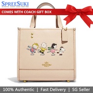 Coach Handbag In Gift Box Crossbody Bag Coach X Peanuts Dempsey Tote 22 Ivory Nude Beige # CE850