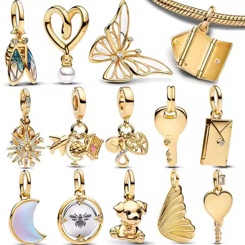 New Cicada Butterfly Charm Dog Key Moon Letter Travel Pendant Fit Original Pan Bracelet DIY Women's 
