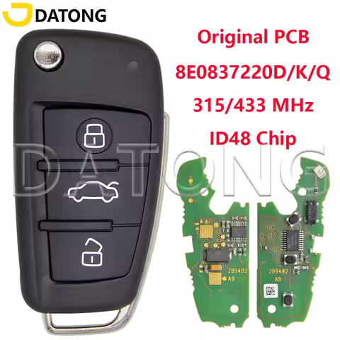 Datong World Original PCB ID48 315/433MHz 8E0837220D/220K/220Q Car Key For Audi A2 A4 S4 RS4 B7 Cabr