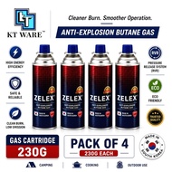 KT WARE 4 bottle Liquefied Butane Gas Cartridge 230g MADE IN KOREA (4 Bottles)gas tin/ gas dapur