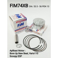 Fim 74XB PISTON KIT DOME BEAT POP 53,5 54 54,5 55 55,5 56 MM PIN 13 FIM74XB