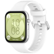 全城熱賣 - 適用於 華為 Watch Fit 3 銀扣硅膠運動錶帶（白色）