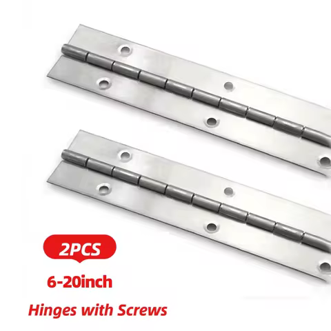 2PCS 6in to 20inch Piano Hinge Stainless Steel Rustproof long Hinge for Cabinet Doors Marine Furnitu