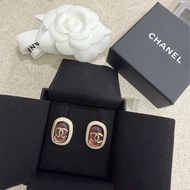 Chanel 琺瑯耳環 logo 耳環 耳針式