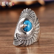 Thai Silver Turquoise Eagle Ring Men's Eagle Finger Ring