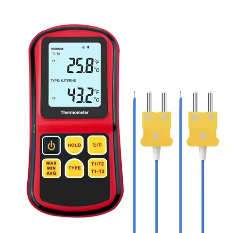 2025 New Digital Thermocouple Thermometer, Dual Channel Thermometer With Two K Type Probes LCD Displ