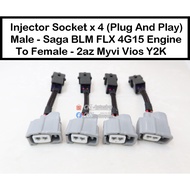 Set 4pcs Saga BLM  FLX 4G15 Engine injector harness convert to 2az 1zz  Myvi Vios Y2K Female Injecto