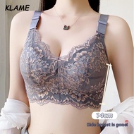 KLAME 34-42 B-F Plus Size Full Cup Gather Breasts Anti-sagging No-wire Thin Lace Bra KLM1289