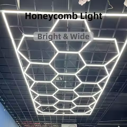Garage Lights Hexagon Lamp 110-240V LED Tube Honeycomb Barbershop Ceiling Lighting For Workshop 4S C