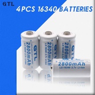GTL 3.7V 2800mAh Lithium Li-ion 16340 Battery CR123A Rechargeable Batteries 3.7V CR123 for Lase