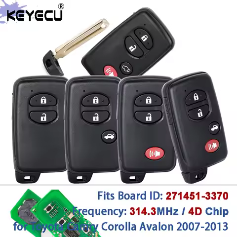 KEYECU FCC ID: HYQ14AAB Board ID: 271451-3370 314.3MHz for Toyota Camry Corolla Avalon 2007-2013 Sma