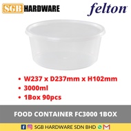 Felton Disposable Microwave Round Food Container FC 3000 (3000mL x 90 pcs) *