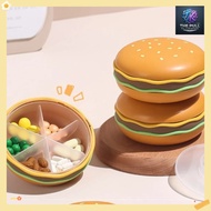 (SG SELLER) Aesthetic Burger Pill Case Portable 7 Grid Weekly Medicine Storage Box Small Travel Vita