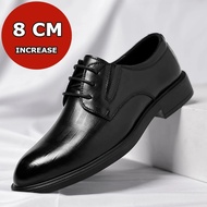 3/6/8 CM Elevator Shoes Men Genuine Leather Shoes Black Soft Business Formal Suit Men Shoes