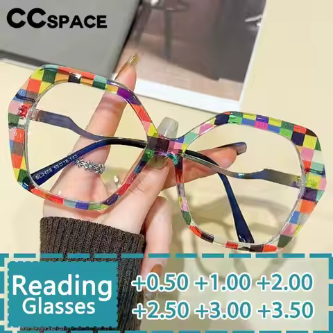 R57426 Trend Colorful Optical Reading Spectacles Ladies Polygon Large Size Presbyopic Eyeglass Diopt
