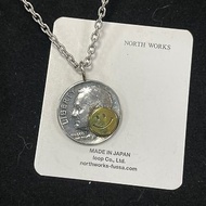 日本 North Works N-302 黃銅微笑銀硬幣項鍊 復古硬幣 純銀項鍊
