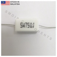 2 PCS 75R ±5% 5W, Axial Lead Through Hole Wirewound Cement Resistor (5W75RJ)