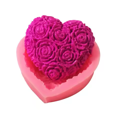 Lovely Heart Rose Flower Silicone Soap Mold DIY Fondant Cake Form Soap Making Supplies 3d Handmade D