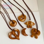 TOHESP Fashion Versatile Pendant, Handmade Bread Bread Food Bread Pendant Necklace, Jewelry Accessor