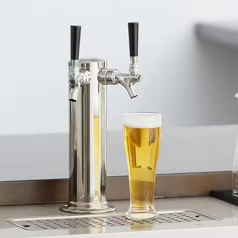 Dual Tap Beer Tower Beer Drink Dispenser 3" Beer Keg Kegerator Faucet Beverage Beer Tower Dispenser 