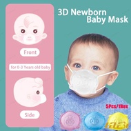 5Pcs/1Box 3D Newborn baby Face mask 0~3 Years old Kids baby and toddler 4Ply filter Mask Comfortable Low-voltage earhook