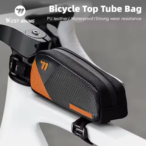 WEST BIKING 0.6L Top Tube Bag Waterproof Bike Frame Storage Bag with 3D Embossed PU Anti-Leg Collisi