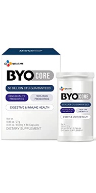 CJ Wellcare BYOCORE Extra Strength Probiotics (27g, 60 Veggie Capsules) - Digestive and Immune Healt