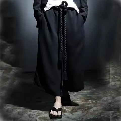 XS-6XL Y2k Belt Dark Style Casual Skirt Pants Genderless Unisex Streetwear Fashion Versatile Samurai
