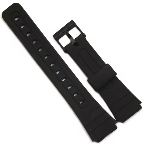 Watch Band Replacement Strap For Casio F-91W 18mm Black Resin Plastic Wrist Watchstrap with Pins Met