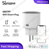 SONOFF S60TPF soket Plug pintar 16A WiFi pemantauan tenaga Plug perlindungan beban pintar Outlet eWe