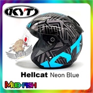 TOPI KYT HELLCAT NEON BLUE HELMET (DOUBLE VISOR)