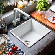 ✿FREE SHIPPING✿Quartz Sink Small Single Sink Set Kitchen Corner Washing Basin Sink Bar Counter Small Square Slot Vegetable Washing Sink