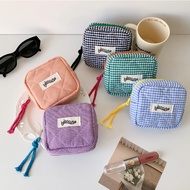 [Elf] Plaid Lipstick Bag Storage Coin Purse Mini Charging Cable Cosmetic Pouch ju