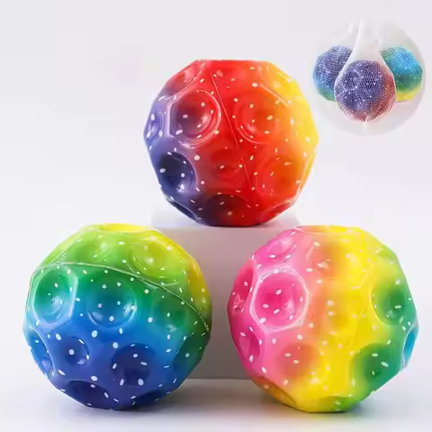 Soft Bouncy Ball Anti-fall Moon Shape Bouncy Ball 7cm Hole Ball for Outdoor Activity Novelty Fidget 